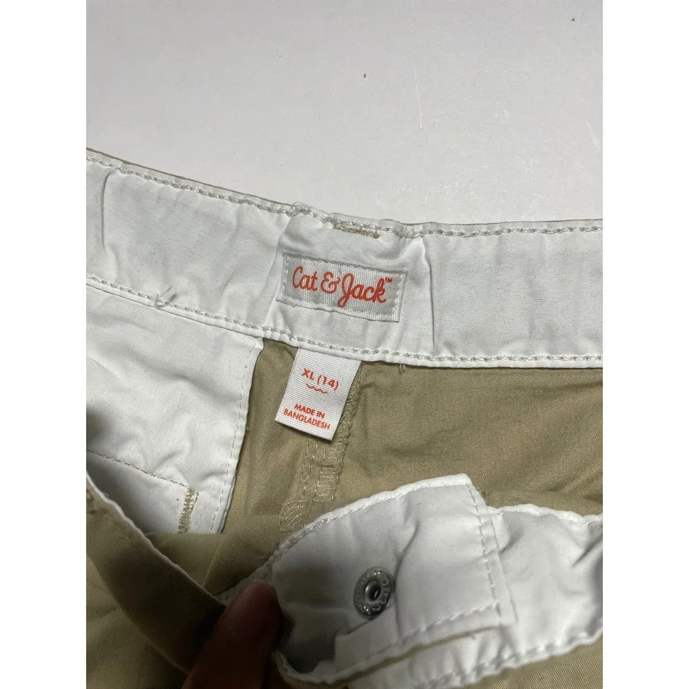Cat & Jack Chino Shorts Boys XL 14 Khaki Tan Cotton Blend Casual School Uniform